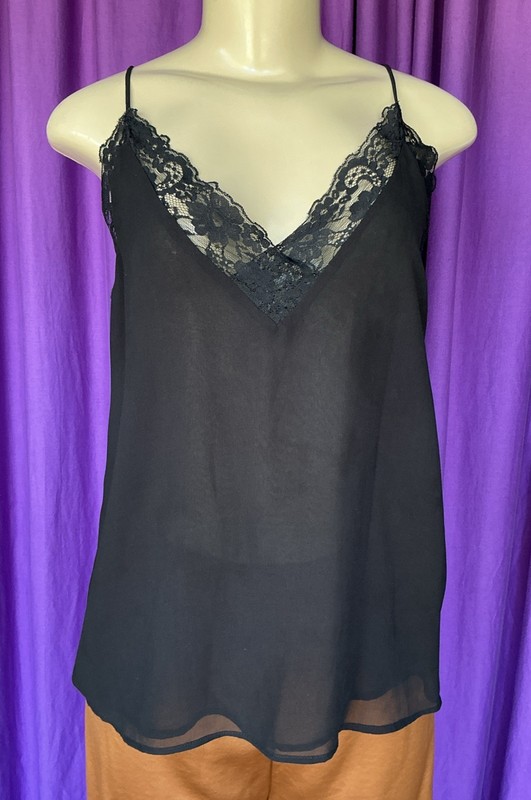 ZARA Basic Collection Black Lace Camisole Tank Top Size M