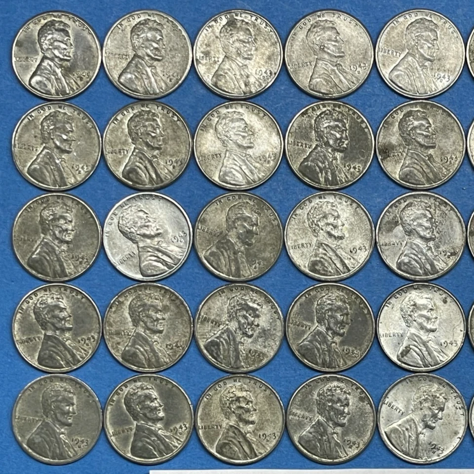 Lote de 50 rollos de centavos de trigo de acero ~ todo bien a monedas SIN CIRCULAR Foto 3 de 4