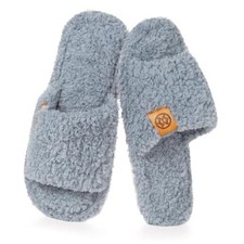Dokela Fuzzy Open Toe Slippers for Women Indoor House Slipper 9-10 Blue