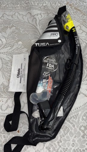 Tabata Pro Black Series TUSA Visio Tri-Ex Adult Snorkel Only W/ Bag NWOT No Mask - Picture 1 of 11