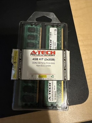 A-Tech 4GB 2 x 2GB PC2-5300 Desktop DDR2 667 MHz 240pin DIMM Memory RAM 2x 2G 4G