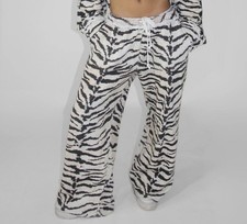 Blasters Club Black/White Zebra Print Wide-Leg Pants Elastic Waist Pockets Women