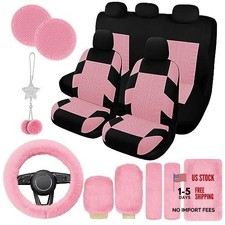 17 Car Seat Cover Full Set For Womenuniversal Car Seat Patterned Pink