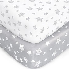 Crib Sheets for Boys or Girls 2 Pack, Fitted crib sheet, Grey white