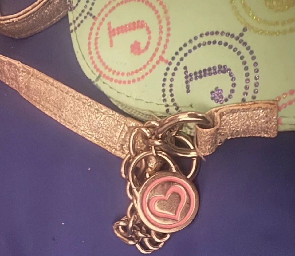 Justice Purse Girl’s w/ Hearts & Initial “J” Pocketbook Satchel Bag Mint Green - Image 3 of 4