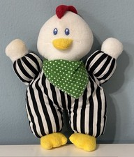Vintage Eden 7 Chicken Rooster Black White Stripes Rattle Plush Lovey