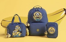 🔥Kipling🔥JUEGO DE ESBIRROS AZULES PETO Conjunto Escolar 💯Mochila y Saco de Almuerzo y Estuche💯