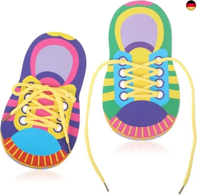 SUWIWKKOA 2 Stück Schleife Binden Lernen, Schuhe Schnürsenkel Spielzeug für Kinder, Fr