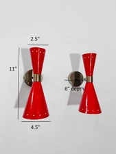 Red Brass Wall Sconce Mid-Century Italian Stilnovo Reading Light Home Decor Item