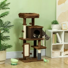 41 Inch Cat Tree with Scratching Posts, Light Grey