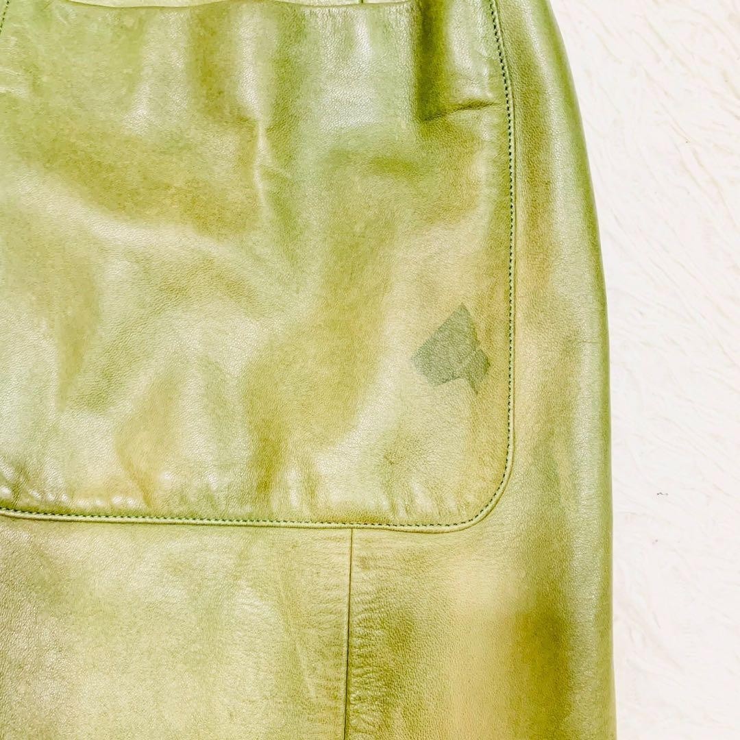 Chanel Leather Coat, Green, Size 38  Used image 8