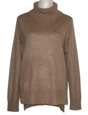 NWT Magaschoni 100 CASHMERE Relaxed Turtleneck Pullover Sweater L Brown MSP 325