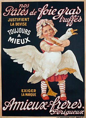 Vintage 1920s Amieux Frères Foie Gras Poster - 24x32” French