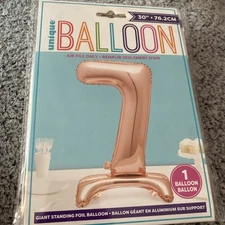 Rose Gold Number Standing Foil Balloons - No Helium - Air Party Birthday Age