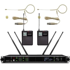 AD4D-MX153 Headset Wireless Microphone System 2 Beige HeadMic Stage Karaoke Sing