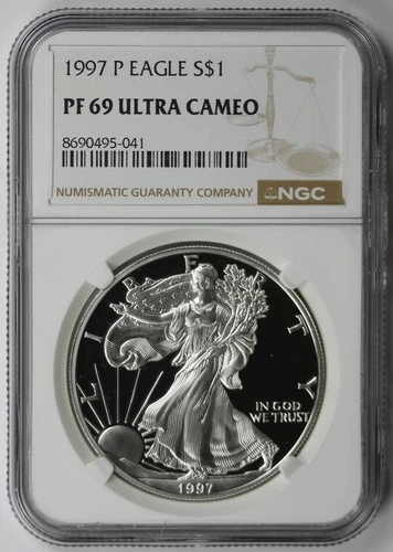 1997-P American Silver Eagle $1 Proof PF 69 Ultra Cameo NGC