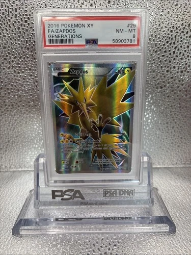 2016 POKÉMON XY GENERATIONS 29/83 ZAPDOS FULL ART ULTRA RARE PSA 8 ENGLISH