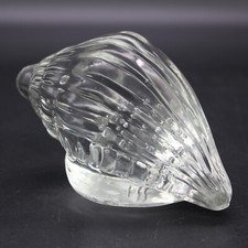 Conch Shell Paperweight Crystal Clear Art Glass Coastal Nautical Beach House 4"