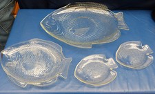 9007. Platte  -  Fischplatte  -  Fischteller  -  Glas  -  4 Stück  