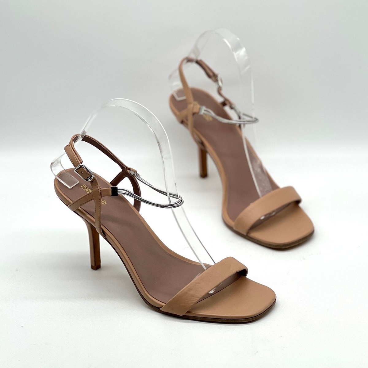DIANE VON FURSTENBERG Frankie Heeled Sandal Womens 8 Tan