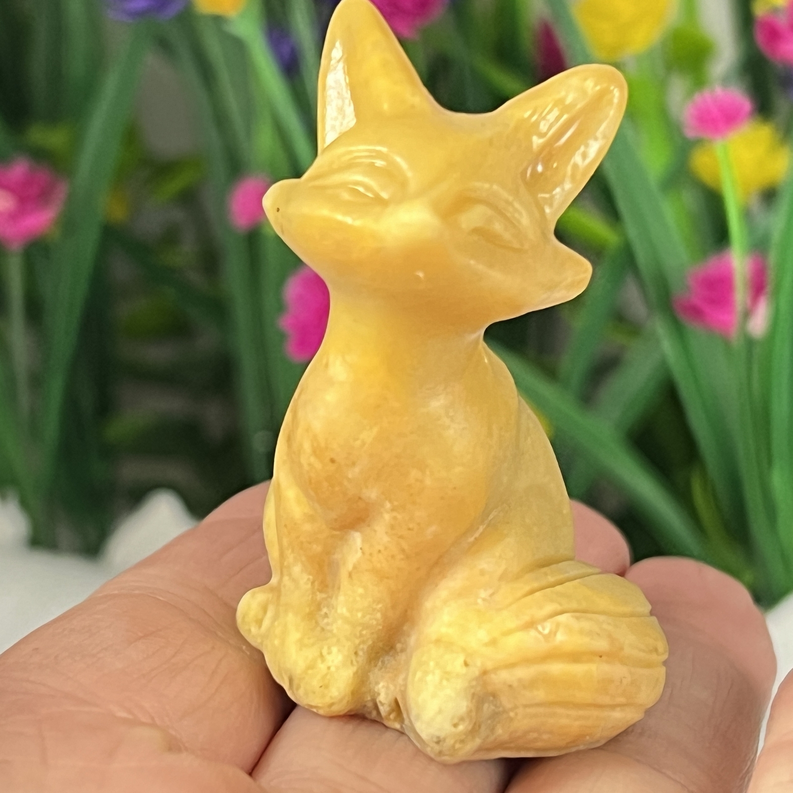 Natural Topaz Quartz Hand-Carved Fox Skull Crystal Healing Gift 1pc