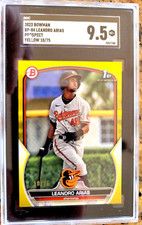 2023 Bowman Prospects 1st Rare Yellow Foil Leandro Arias 10/75 Orioles SGC 9.5