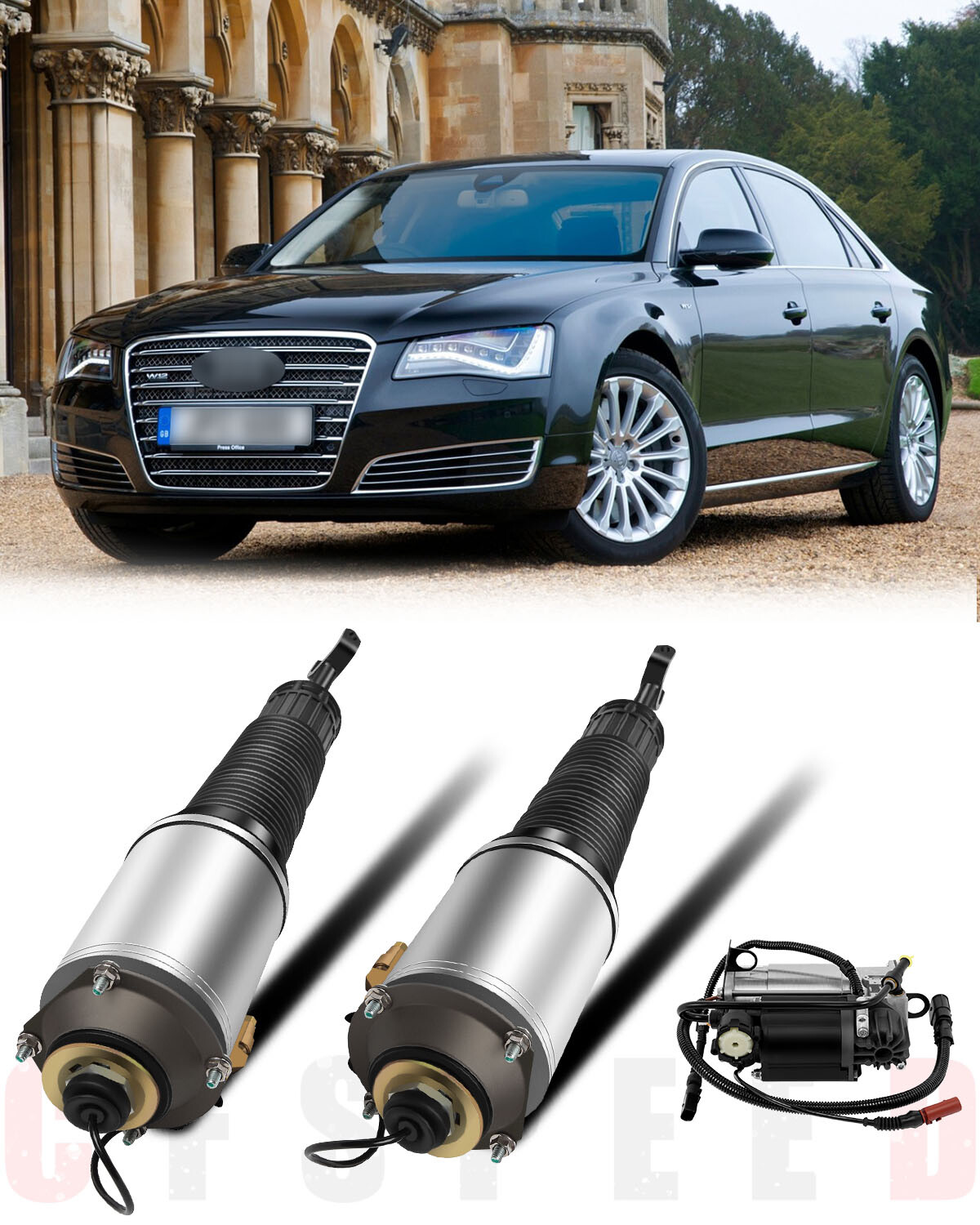 3* Front Air Suspension Shock & Compressor 4E0616039 4E0616039AC For Audi A8 D3