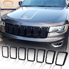 7x Gloss Black Grille Grill Inserts Trim Ring For Jeep Grand Cherokee 2017-2022