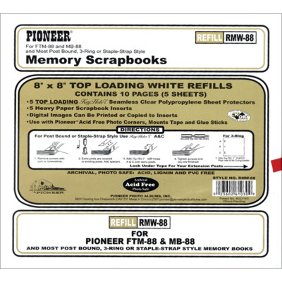 Pioneer Universal Top-Loading Page Protectors 5/Pkg-8''X8'' (W/White Inserts)