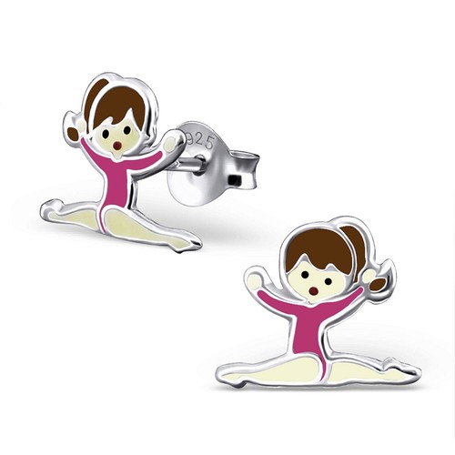 925 Sterling Silver Gymnast Gymnastics Ballet Dancer Stud Earrings + Gift Bag UK - Picture 5 of 10