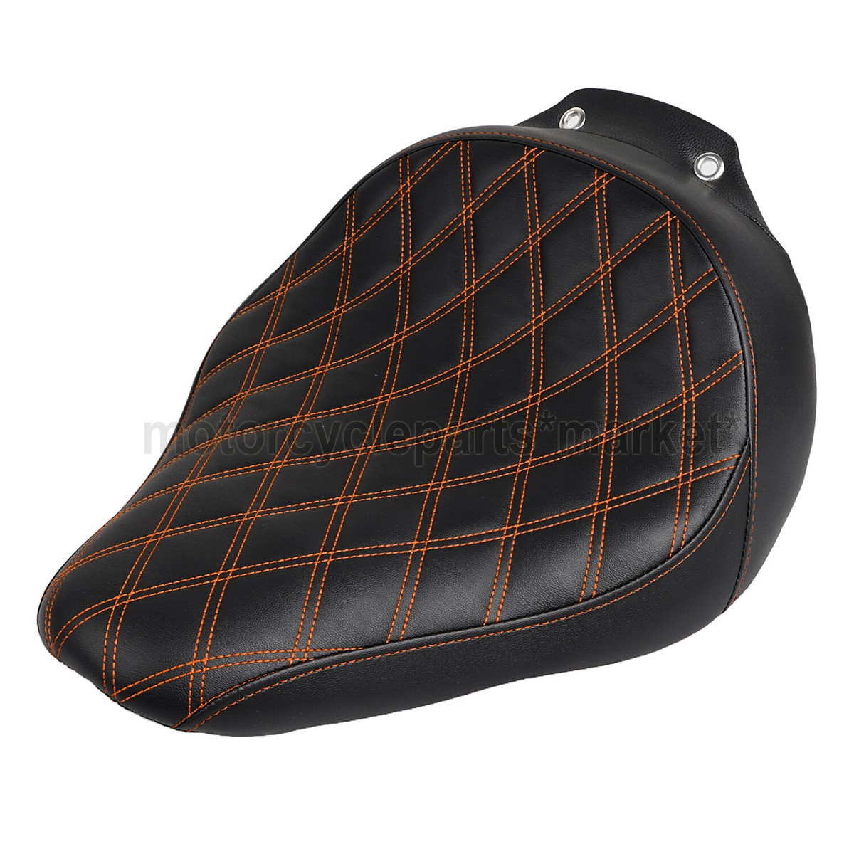 Motorcycle Black Orange Stitching Diamond Solo Driver Seat For Motorcycle Black Orange Stitching Diamond Solo Driver Seat For