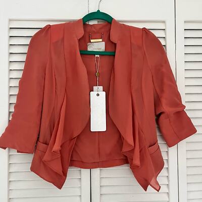 NWT Vero Moda Classic Repeat Mary Drape Open Front Blazer Burnt Orange Womens XS