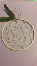 Winter Christmas Dreamcatcher 4 inch Diameter White Holly Ornament (18-048)