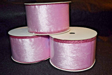 Pink Wired Velvet Metallic Ribbon 2.5" x 10 Yards - NEW X 3 Rolls 30 TOTAL YARDS