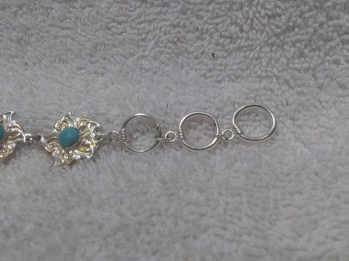 Montana Silversmiths Watch Silver Gold Flower Turquoise Stone Bracelet New Bat - Picture 7 of 12