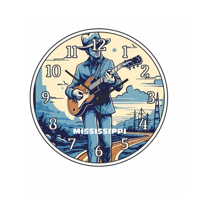 State Of Mississippi Wall Clock Time Piece Wall Hanging Watercolor Art Retro