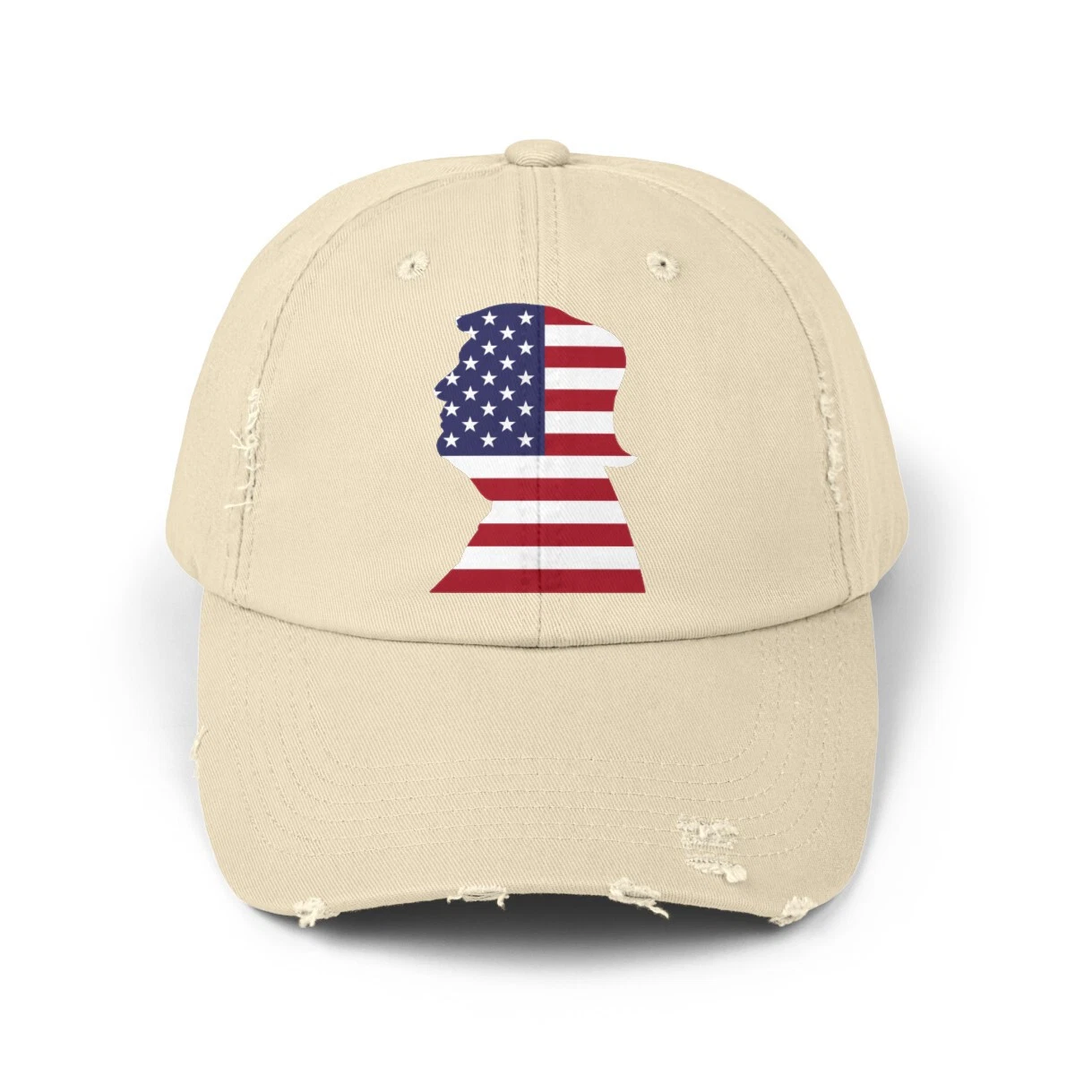 TRUMP Silhouette Stars Stripes President Donald J Trump Unisex Distressed Cap