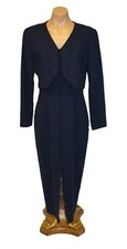 Robert Riel Vintage 80s Navy Blue Secretary Church Dress sz 8
