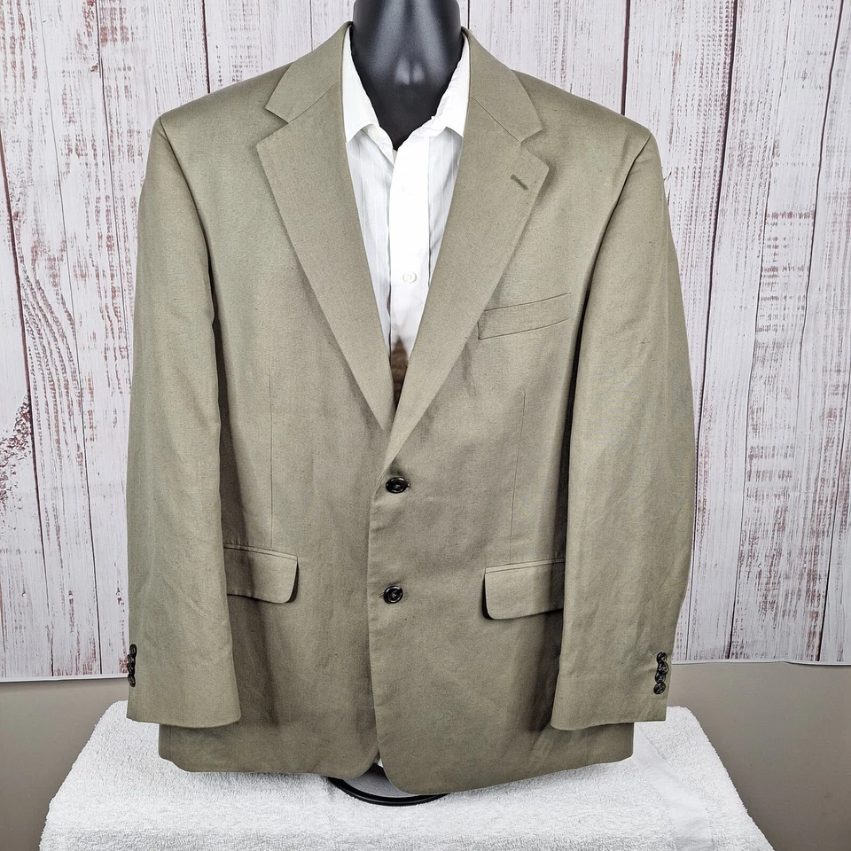 Blazer Abrigo Deportivo Lands End Para Hombre 44R Beige Manchado Algodón Lino Foto 2 de 4