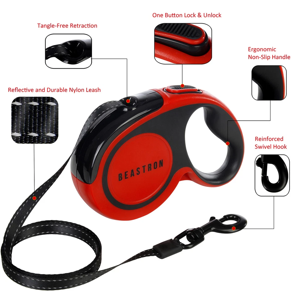 Upgraded Beastron Heavy Duty Retractable Dog Leash, 16" Extra Long Tangle-Free - Image 2 of 4