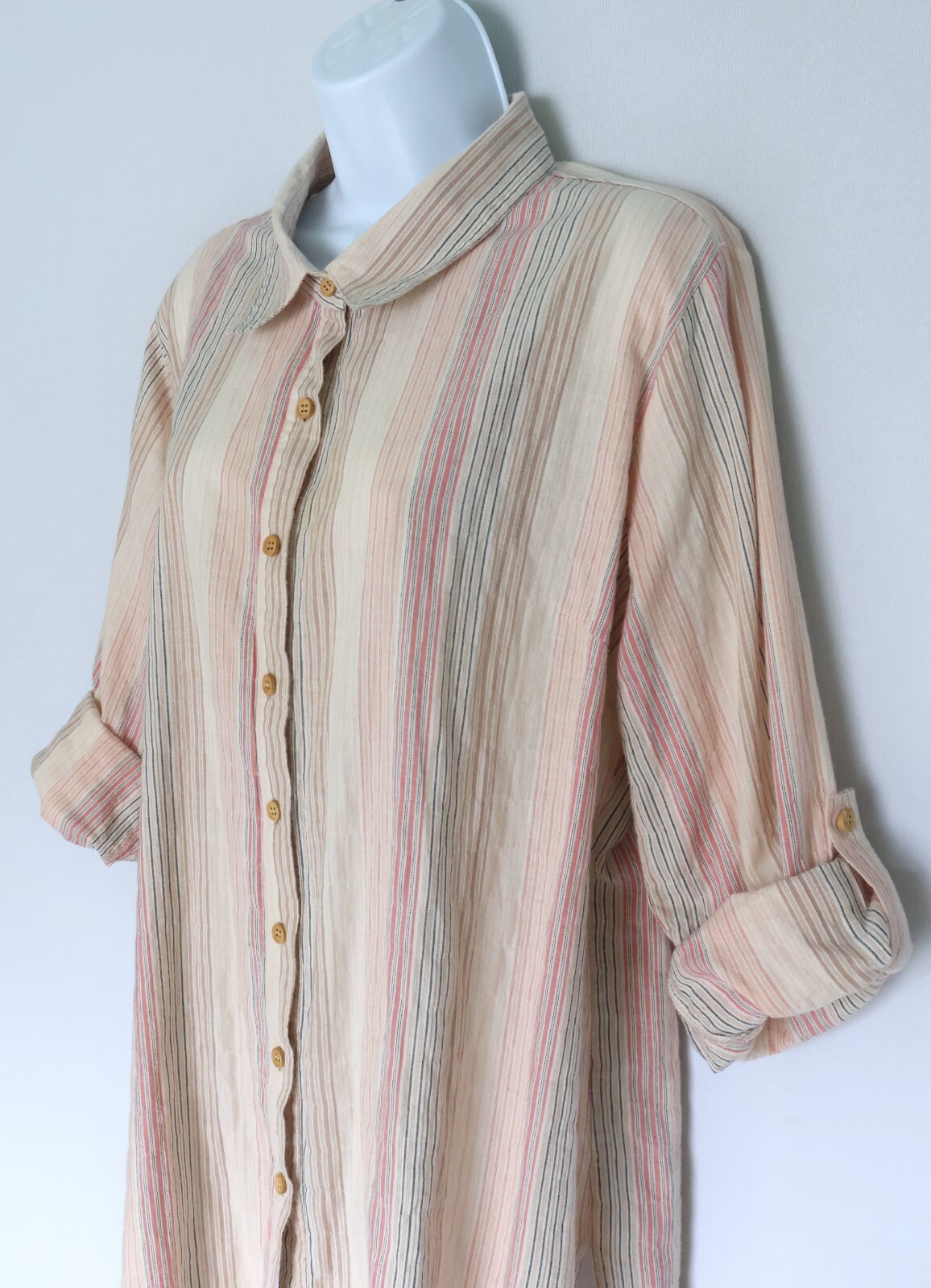 SOLITAIRE Multi-stripe Button Down Shirt Tunic Bl… - image 5