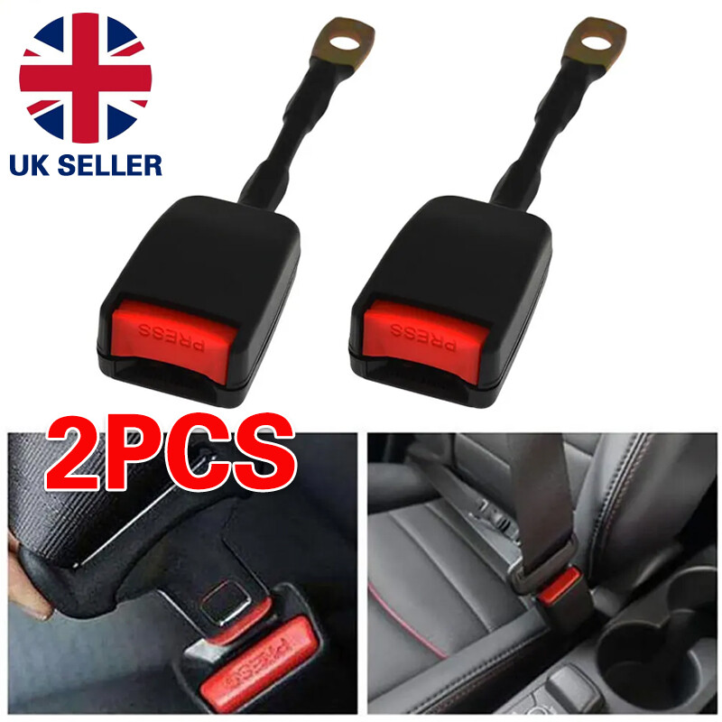 2X Universal Black 22cm Wire Rope Safety Seat Belt Buckle End Free