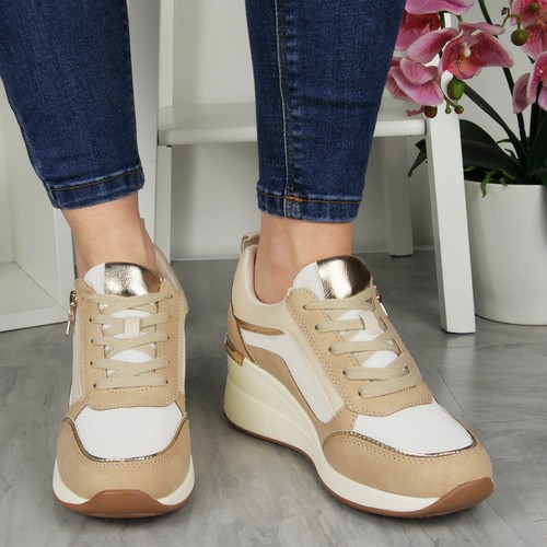 Zapatos de cuña Entrenadores Mujer Tenis Damas Con cordones Cómodos Clásicos Bombas Tallas - Imagen 22 de 83
