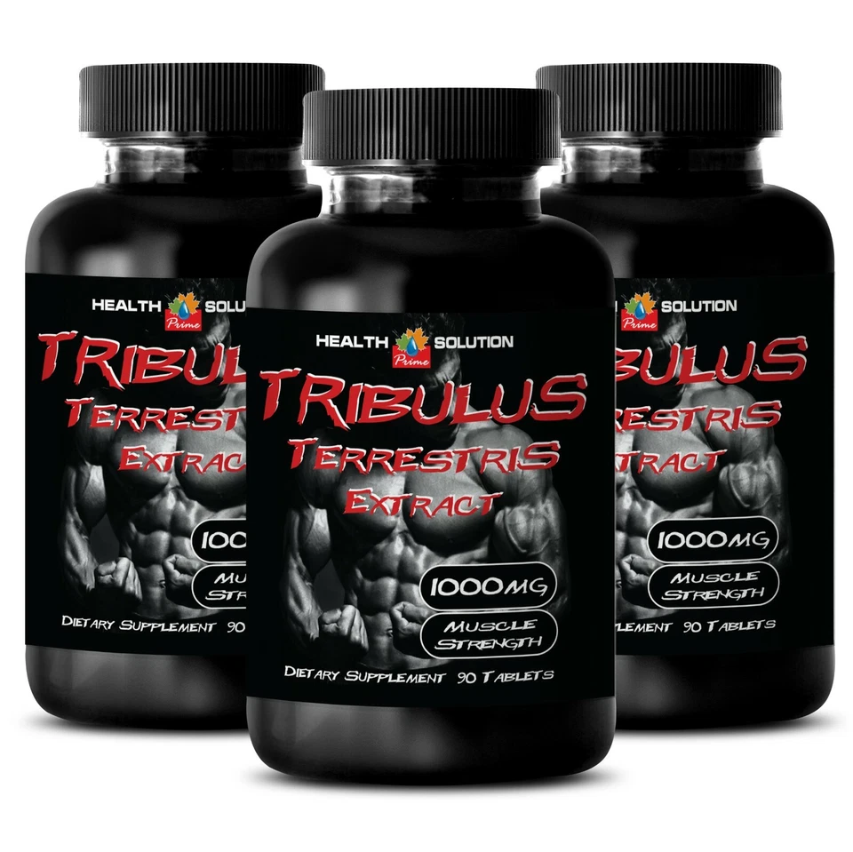 HEALTH SOLUTION USA Testosterone Booster Levels - TRIBULUS TERRESTRIS 1000MG 3 Bottles 270 Tablets