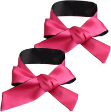 2Pc Satin Eye Mask Sleep Mask Adjustable Blindfold Eye Covers Travel Black Red