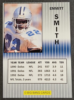 1993 Big Bang Gold Holo Promo Card Emmitt Smith Dallas Cowboys HOF