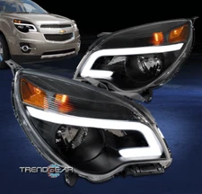 For 2010-2015 Chevrolet Equinox LED Tube Halogen Headlight Headlamp Black LH+RH