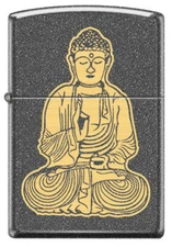 Buddah Buddha "The Enlightened One" Stone Finish on Brass Zippo Lighter