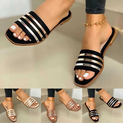 open toe slip on sandals