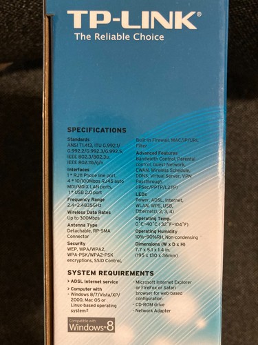 TP-Link 300Mbps Wireless N USB ADSL 2+ Modem Router - Picture 6 of 15